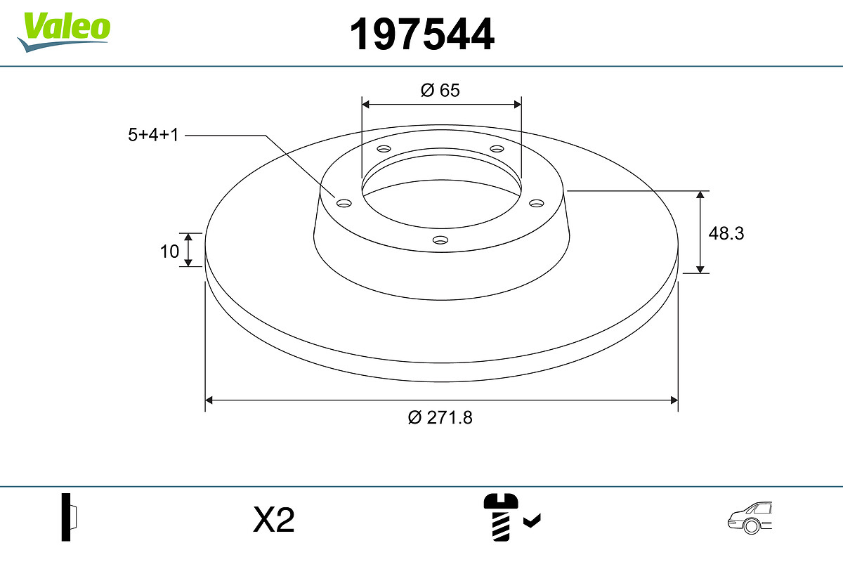 VALEO 197544 Bromsskiva
